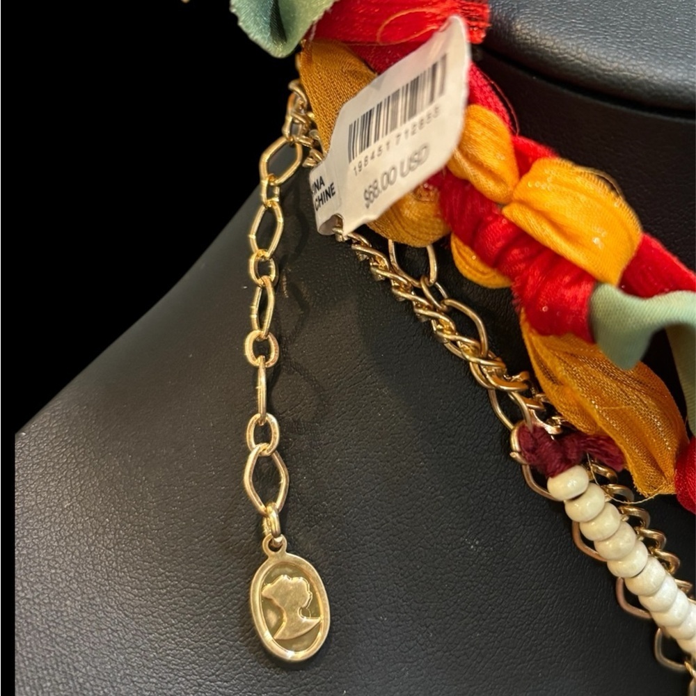 FREE PEOPLE x Ariana Ost River Layered Chain And Textile Necklace NWT - Picture 5 of 5